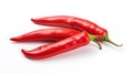 Red chilli peppers isolated on white Royalty Free Stock Photo