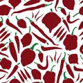 Red chilli peppers types of hot chillies simple seamless pattern eps10