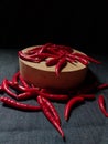 Red chilli seeds placed on a cutting board Royalty Free Stock Photo