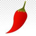 Red chilli vector flat icon on a transparent background