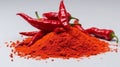 Red chillies. lot of paprika on a white background. Generative AI Royalty Free Stock Photo