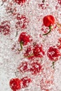 Red chillies swirl in water with air bubbles Royalty Free Stock Photo
