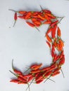 Red chillies on a white background. Can be used for badges. Suitable for a background. Royalty Free Stock Photo