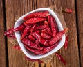 Red Chillis (dried, selective focus) Royalty Free Stock Photo