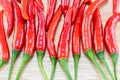 Red Chillis on wooden top