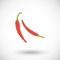 Red chilly peppers, icon with round shadow