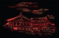 Red China hand drawing landmark 4