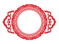 Red Chinese circle lotus frame vector design Royalty Free Stock Photo