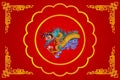 Red chinese dragon on red background