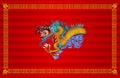 Red chinese dragon on red background
