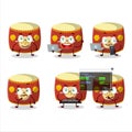 Red chinese drum Programmer cute cartoon character with Royalty Free Stock Photo
