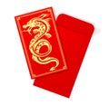 Red chinese envelope with dragon. 3D Illustration.