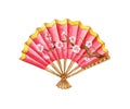 Red Chinese fan watercolor Royalty Free Stock Photo