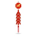 Red chinese firecracker flat icon. Royalty Free Stock Photo