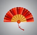 Red Chinese folding fan on white background.Vector illustration Royalty Free Stock Photo