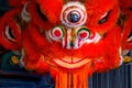 Red Chinese Guangdong traditional lion dance lion head Royalty Free Stock Photo