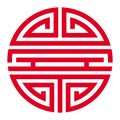 Red chinese happiness and longevity symbol