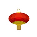 Red Chinese Lantern in Cartoon style on white isolated background, outlined vector stock illustration for prints, stickers, icons Royalty Free Stock Photo