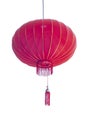 Red chinese lantern decoration to welcome the Chinese New Year on white background. Royalty Free Stock Photo