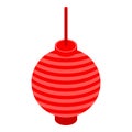 Red chinese lantern icon, isometric style