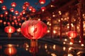 Red chinese lantern in midautumn festival. ai generative Royalty Free Stock Photo