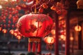 Red chinese lantern in midautumn festival. ai generative Royalty Free Stock Photo