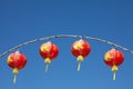 Red chinese lanterns with blue sky Royalty Free Stock Photo