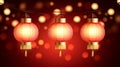 Red Chinese Lanterns on a String Light with a Festive Bokeh Background, Abstract Wallpaper Royalty Free Stock Photo