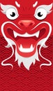 Red Chinese 2024 New Year Symbol. Vector Poster with Red Dragon Face