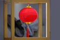 Red Chinese paper lantern with gold element