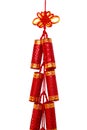 Red Chinese silk knot in form of fire cracker