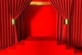 Red Chinese style background, empty step showcase, 3d rendering