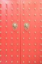 Red Chinese temple wooden door Royalty Free Stock Photo