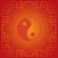 Red Chinese yin yang background