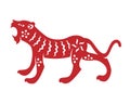 Red Chinese Zodiac Animals Papercutting tiger vector design Royalty Free Stock Photo