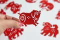 Red Chinese zodiac papercutting, Year of pig