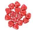 Red chocolate hearts candies on white Royalty Free Stock Photo