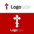 Red Christian cross icon isolated on white background. Church cross. Logo design template element. Vector Royalty Free Stock Photo