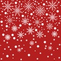 Red Christmas background design with white snowflakes.