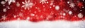 Red Christmas Background, Falling Snowflakes And Bokeh Lights Effect. Copy Space For Your Text Royalty Free Stock Photo