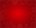 Red christmas background with frame of snowflakes and stars, vector illustration Royalty Free Stock Photo