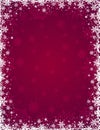 Red christmas background with frame of snowflakes and stars Royalty Free Stock Photo