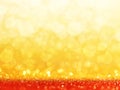 Red Christmas Background with Golden glitter or bokeh lights. Royalty Free Stock Photo