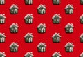 Red christmas background house seamless pattern Royalty Free Stock Photo