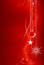 Red Christmas background with ornaments