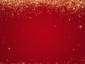 Red Christmas background texture with stars falling from above. Royalty Free Stock Photo