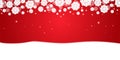 Red Christmas Background with white snowflakes and snow border. Royalty Free Stock Photo