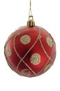 A red christmas ball with golden ornaments