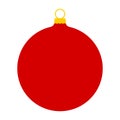 Red christmas ball icon. Xmas symbol. Flat vector illustration isolated on white