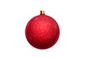 Red christmas ball isolated on white background. Christmas decorations, ornaments on the Christmas tree Royalty Free Stock Photo